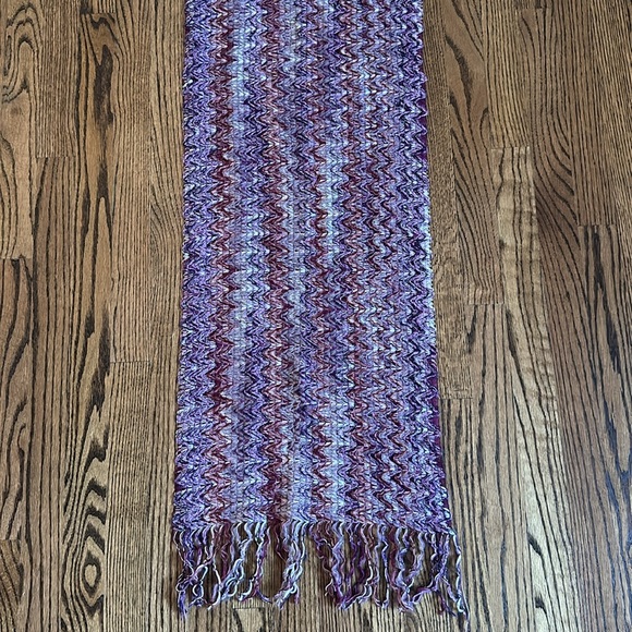 Missoni Purple Gray White Silver Red Sparkle Fringe Scarf - Picture 4 of 14